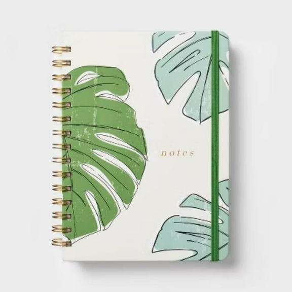 Narrow Ruled Journal 5.75"x8" Twin Wire Printed Palm Leaves - Threshold: Hard Cover Notebook for Teens & Adults, 240 Pages