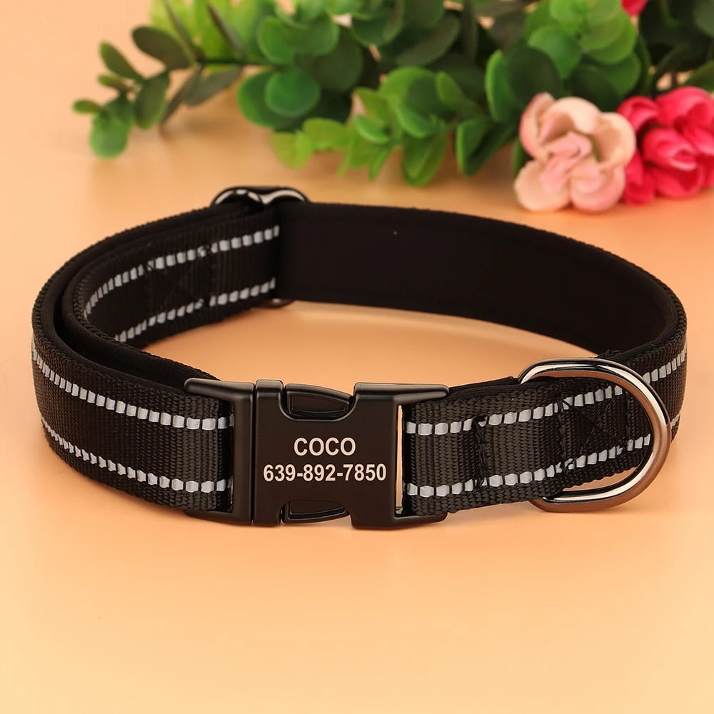 Black Friday deal Personalized Dog Collar Adjustable Dogs Padded Collars Reflective Free Engraved ID Tag Pitbull Pug Collars For Small Large Dogs