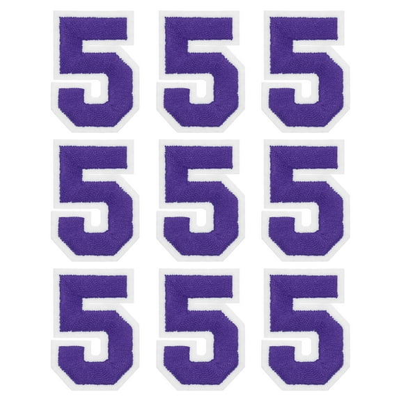Uxcell Iron on Number Patches 2" Number 5 Embroidered Patch (Purple, Pack of 9)