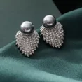 thumbnail image 2 of Sparkling Gray Pearl Women Delicate Stud Earrings Anniversary & Valentine's Gift, 2 of 4