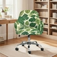 thumbnail image 3 of FOR U DESIGNS Palm Leaf Print Dining Chair Slipcovers with Arms, Waterproof Criss Cross Chairs Cover, Vanity Chair Protector, Mid Back Wide Seat Accent Chairs Covers, 3 of 8