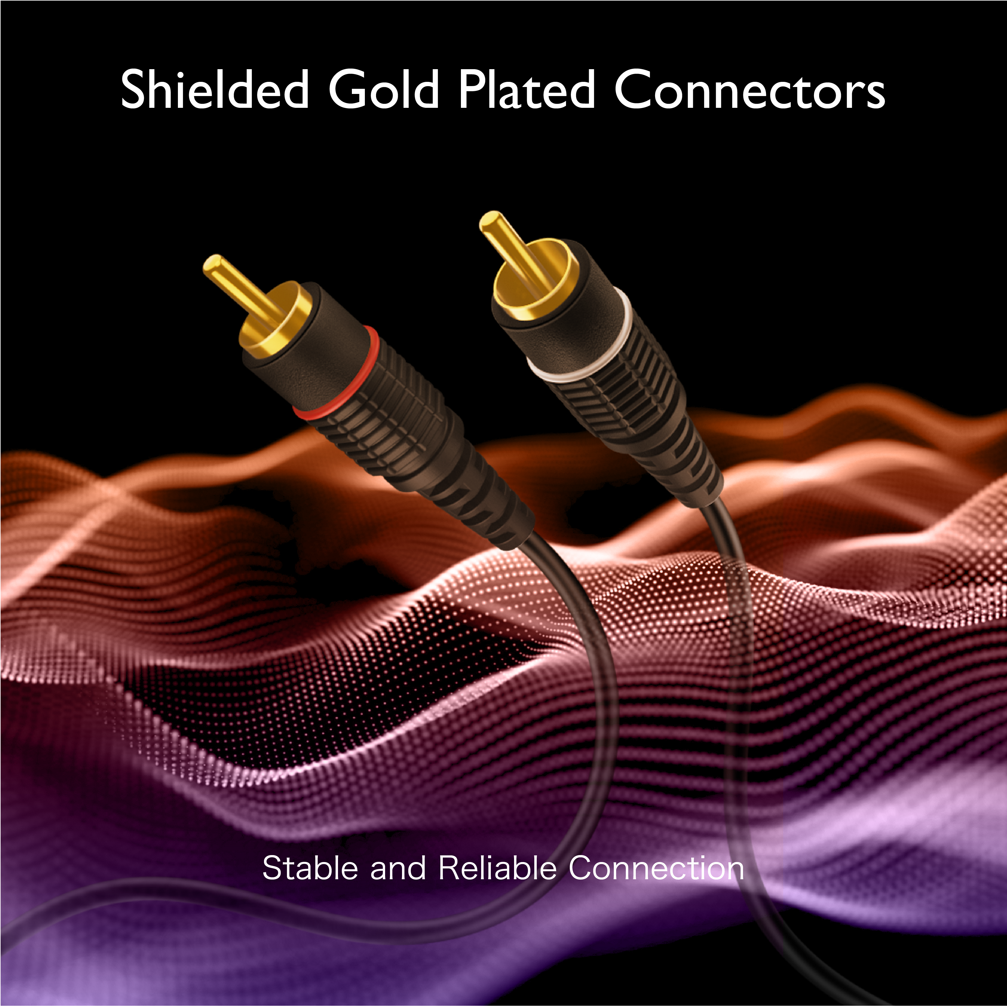 2RCA Stereo Audio Cable (25 Feet) - Dual RCA Plug M/M 2 Channel (Right and Left) Gold Plated Dual Shielded RCA to RCA Male Connectors Black - image 5 of 6