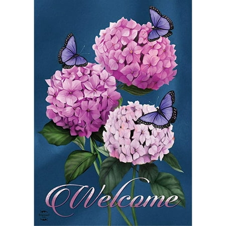 Briarwood Lane Butterflies and Hydrangeas Spring Welcome Garden Flag  12.5  x 18 Create a welcoming homewith this lovely spring garden flag this season! Key Product Features 100% All-Weather Polyester for ExceptionalFade Resistance Single Sided Text; Vibrant Double Sided Image Sewn in Sleeve Fits all Standard Garden FlagStands (stand not included) This Briarwood LaneGarden Flag is sure to add color and create a welcoming feeling in any gardenwith its outstanding Briarwood Lane craftsmanship and its Briarwood Lane originaldesign!