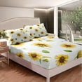 thumbnail image 4 of Sunflowers Bed Sheet Set Floral Print Bed Sheets Yellow Flowers Pattern Sheets Flower Painting Sheet Set Teens Microfiber Full, 4 of 6
