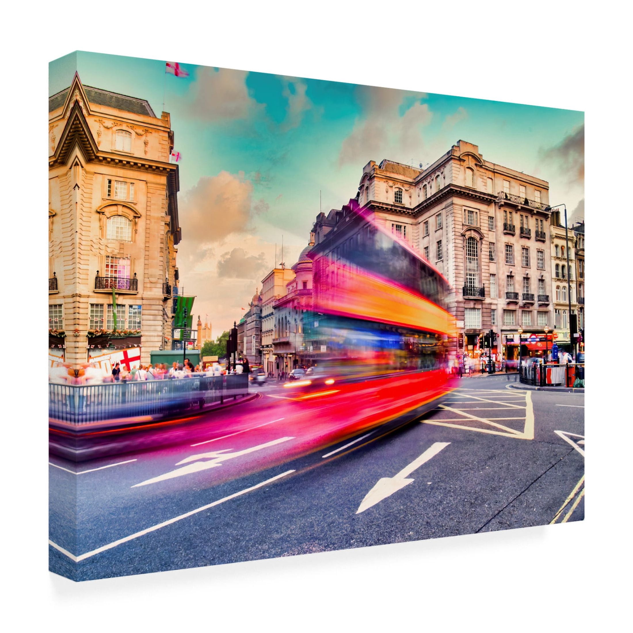 Canvas Wall Art - Mark A Paulda 'Piccadilly Circus Rush Hour II' Wall Art for Living Room, Bedroom, or Office Décor by Trademark Fine Art - 47 x 35 Inches