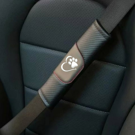 JWQI 2 Pack Dog Paw Print Car Seat Belt Shoulder Strap Covers, Seat Belt Covers for A More Comfortable Driving, Belt Shoulder Strap Helps Protect Your Neck and Shoulder for Adults and Children