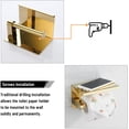 thumbnail image 5 of Laklulu GDRHVFD | Portarrollos de papel higiénico dorado, Portarrollos de papel higiénico de acero inoxidable 304 con estante, Portarrollos de papel higiénico montado en la pared para baño dorado, 5 of 5