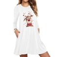 thumbnail image 2 of Robes d'Automne pour Femmes Col Rond Imprimé de Noël Robe à Manches Longues Décontractée Fluide Robe Courte de Fête avec Poches, 2 of 5