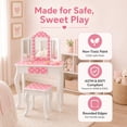thumbnail image 5 of Teamson Kids Gisele Wooden Play Vanity Set with Tri-Fold Mirror, Storage Drawer, Matching Stool and Kids Makeup Table for Ages 3+, Pink & White, 5 of 10