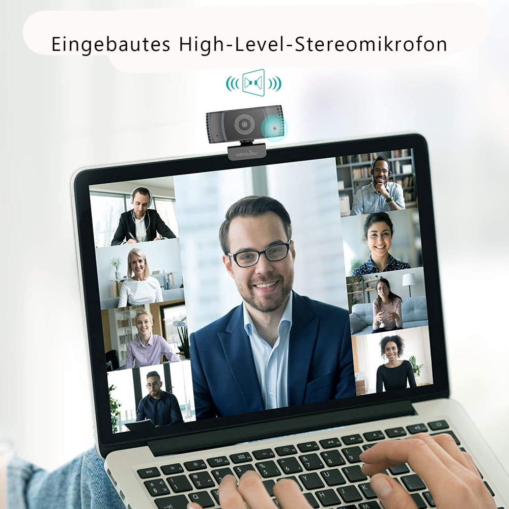 Webcam with Microphone, 1080P Auto Focus Webcam for PC and Laptop with Cover, USB 2.0 Plug & Play, for Live Streaming, Zoom, Video Call, Conference, Online Teaching