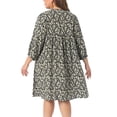 thumbnail image 4 of DARING DIVA Women's Plus Size Drawstring V Neck Babydoll Midi Flowy Dress 1X Black, 4 of 6