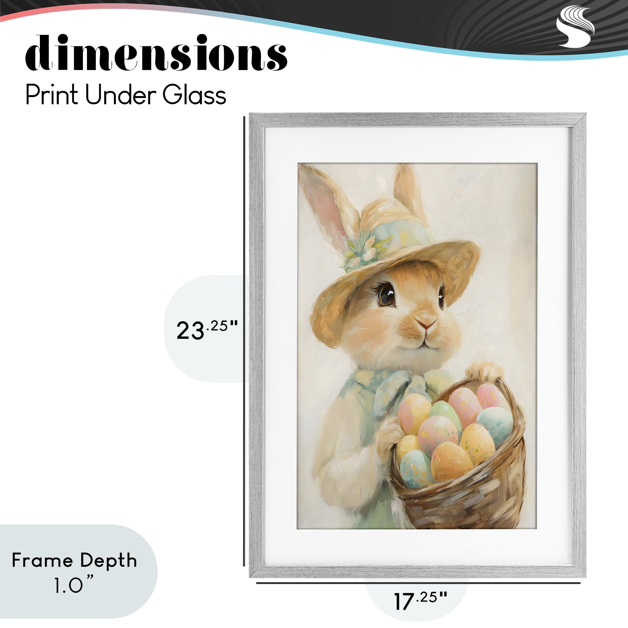 Stupell Industries Easter Egg Basket Rabbit Gray Framed Print Under Glass, design by The Prints Vibe