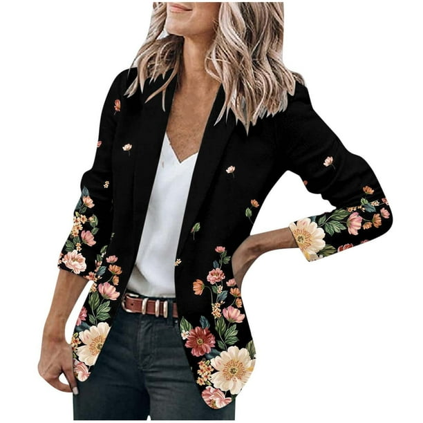 Puntoco Moda Mujer Traje de negocios Color sólido Costura Plaid Impreso Manga larga Rebeca Abrigo top Puntoco Puntoco-4203
