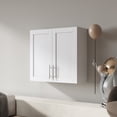 thumbnail image 2 of Wall Cabinet with Panel Doors, Stackable Wall Mounted Storage Cabinet, White Bathroom Cabinet, Pantry Cabinet with Adjustable Shelf,(11.81*31.5*29.92)inch, 2 of 8