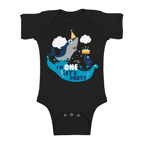 Awkward Styles Cute Shark Gifts for 1 Year Old Shark Birthday 1st Birthday Outfit for Baby Boys and Baby Girls Cute Birthday Gifts Shark Clothes First Birthday Bodysuit Short Sleeve for Newborn Baby