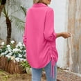 thumbnail image 3 of Enjoytime Womens Business Casual Tops Solid Color Turndown Collar Long Sleeve Blouses Fall Winter Trendy Button Down Shirts for Women Hot Pink XL, 3 of 3