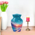 thumbnail image 7 of JAGASY Beach Small Urn for Ashes Adult Female, Teal Urns for Human Ashes Keepsake, Ocean Sunset Orange Blue Clouds Decorative Urns, Yellow Tiny Memorial Urn for Boys & Girls, (3 Inch), 7 of 7