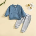 thumbnail image 2 of CHGBMOK Newborn Baby Boy Girl Clothes Long Sleeve Sweatshirts Tops + Long Pants Solid Color Fall Winter Toddler Outfits, 2 of 9