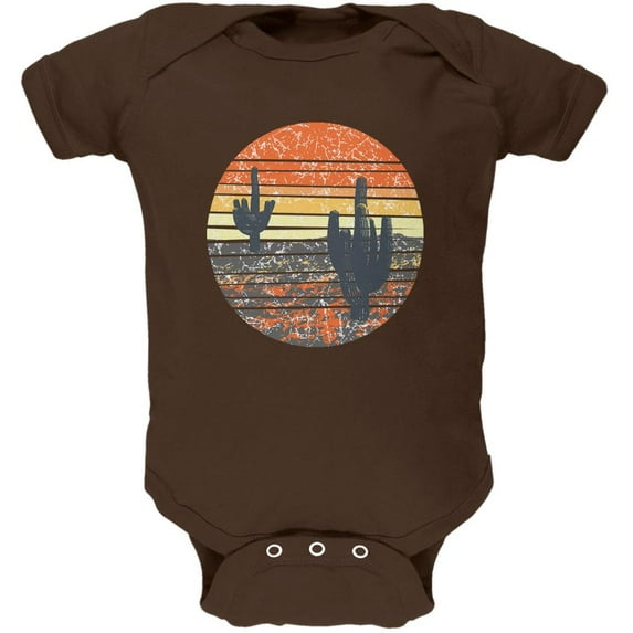 Vintage Cactus Sunset Soft Baby One Piece Brown 18-24 M