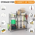 thumbnail image 3 of Beslands Multi-Tier Garden Tool Organizer with Lockable Wheels – Rolling Garage Storage Cart for Long-Handled Tools, Rakes,  Yard Tool Stand for Shed, Garden & Indoor/Outdoor, 3 of 8