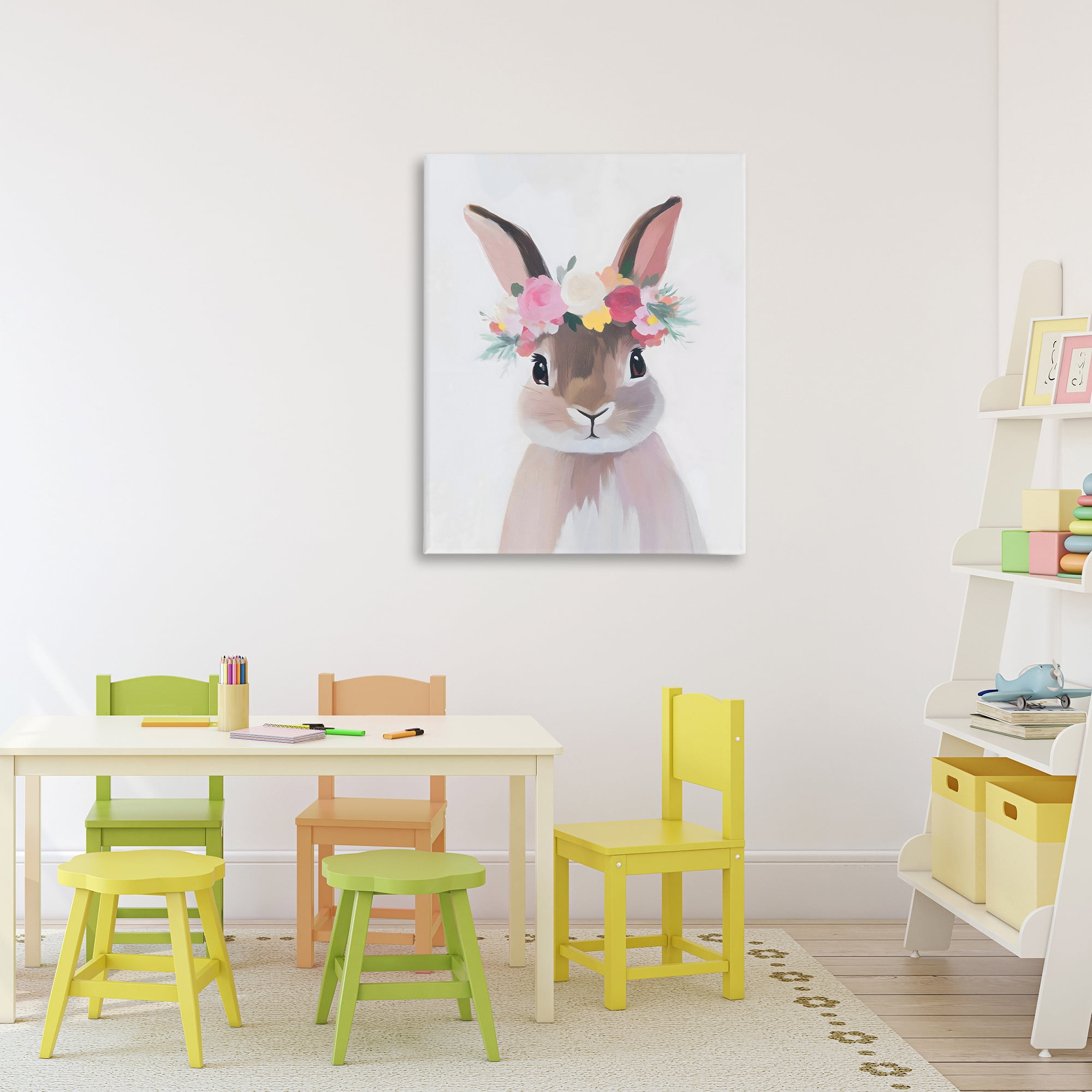 Stupell Industries Flower Crown Rabbit Canvas Wall Art, design by The Prints Vibe