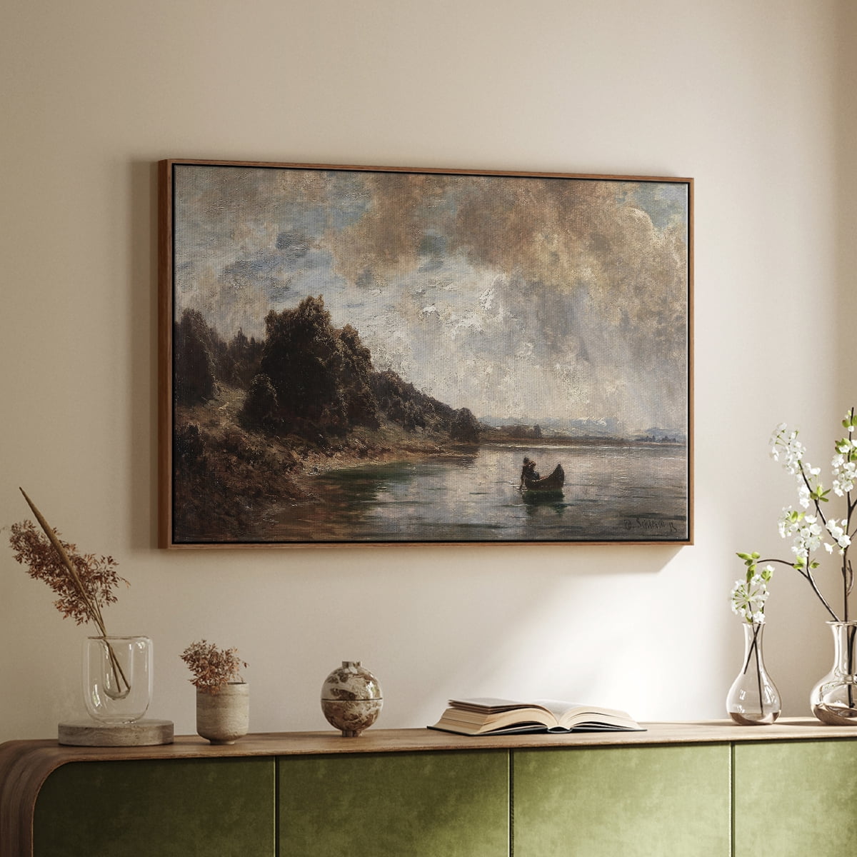 Vintage Landscape-CCXXVIII By Wexford Home Framed in Walnut Wood Gallery Wrapped Canvas 17 in. x 25 in.