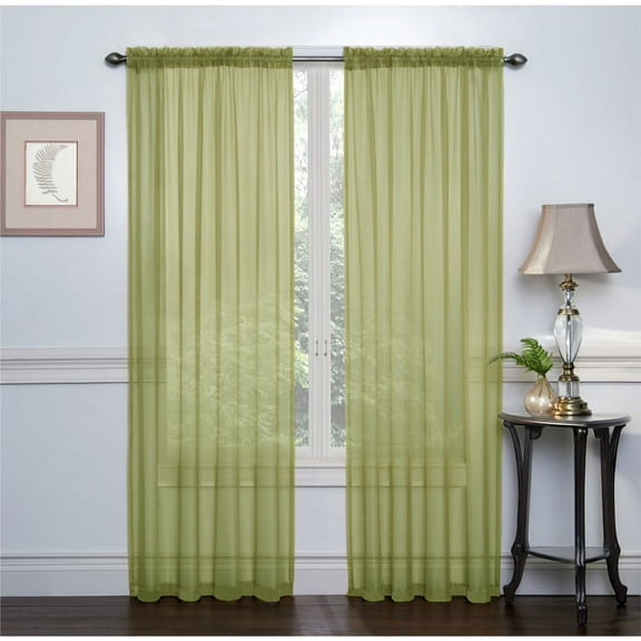 2 Pack: Ultra Luxurious High Thread Rod Pocket Sheer Voile Window Curtains by GoodGram® - Olive