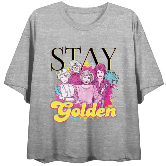 Golden Girls Stay Golden Neon Character Sketch Juniors Heather Gray T-shirt-Large