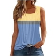 thumbnail image 2 of ALLLIST Women Tops Blue Pleated Geometric Square Neckline Sleeveless Tank Tops Tank Tops for Women 2024 XXL, 2 of 5