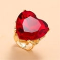 thumbnail image 4 of Big Diamond Heart Promise Open Band Ring for Women Girls Vintage CZ Gold-Toned Adjustable Expandable Geometric Statement Rings Comfort Fit Fashion Engagement Wedding Birthday Christmas Jewelry, 4 of 6