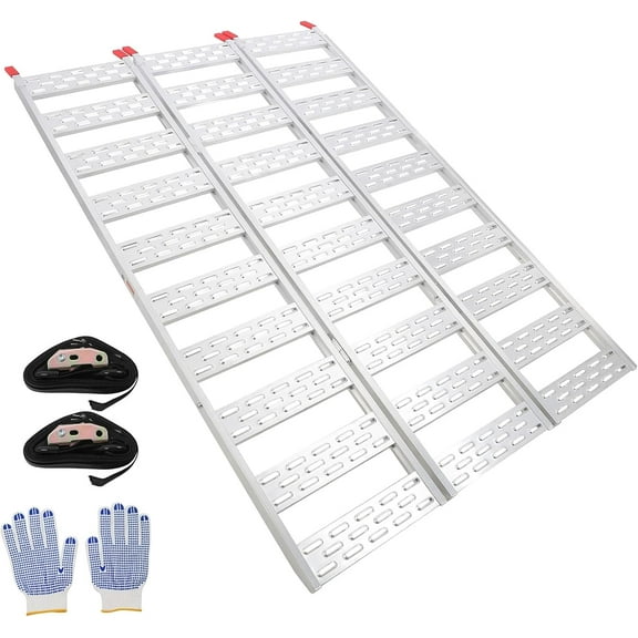 Aluminum Tri-Fold loading ramp, 1500 lbs ATV Ramp for Truck Bed &More, 76" x 50", 1Pc