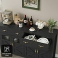 thumbnail image 4 of Homfa Farmhouse 55.1"W Kitchen Buffet Cabinet with Storage Drawer & Adjustable Shelf, Glass Door Wood Sideboard Credenza Coffee Bar with for Dining Room Living Room, Black, 4 of 8