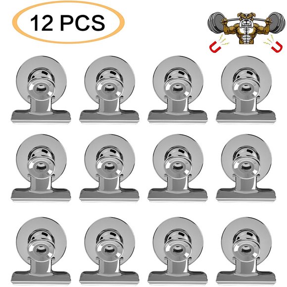 YOPTOP 12Pcs Strong Magnetic Clips Heavy Duty Metal Refrigerator Fridge Magnet Clips Home Office Classroom Teachers Whiteboard Hanging Photos Calendar Chalkboard Clip