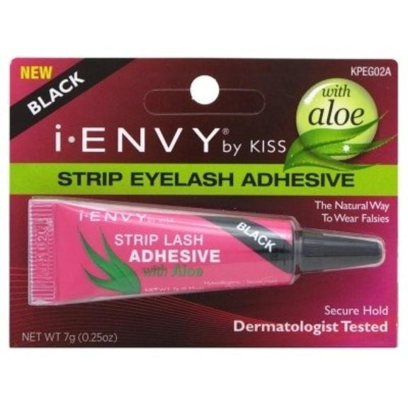 Kiss I Envy Strip Eyelash With Aloe Adhesive Black 0.25Oz (2 Pack)