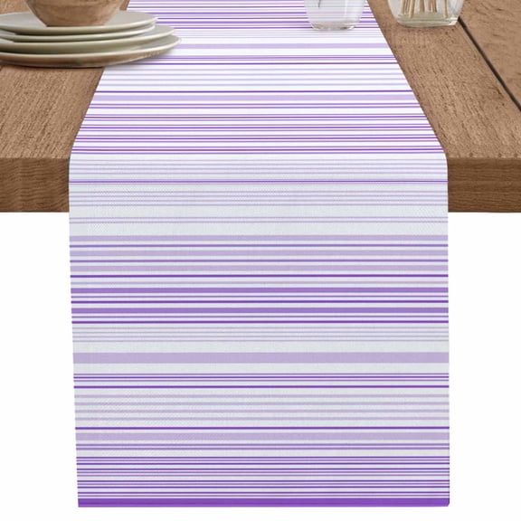 nqOlkjepod Purple Stripe Table Runner 72 Inches Long Farmhouse Dress Scarves, Abstract Art Modern Vertical Striped Dining Tablerunner for Coffee Table/Kitchen Island/Party Décor, 16" x 72"