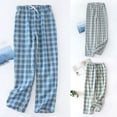 thumbnail image 3 of Ana Men's Casual Summer Loose Elastic Waist Plaid Pajama Bottoms Pants Sleepwear, 3 of 9