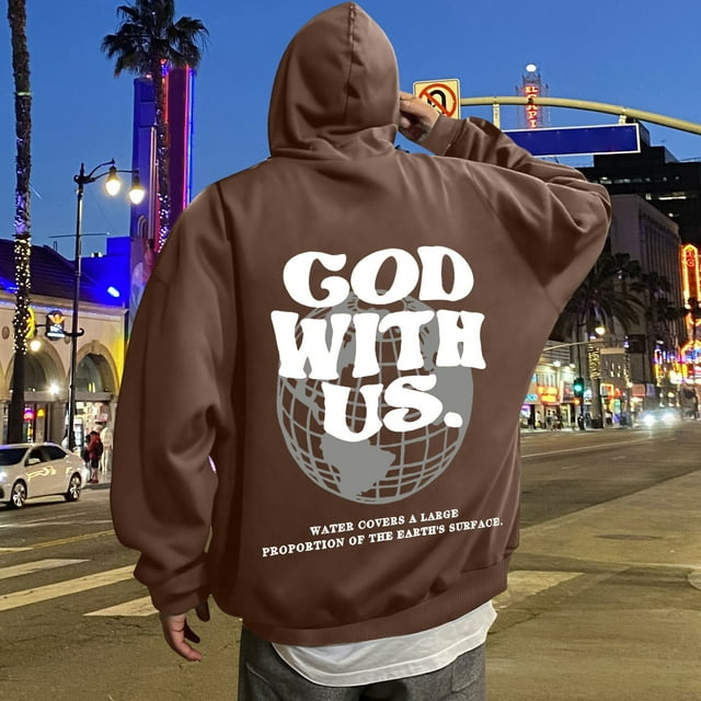 MHFRRA Sudadera con Capucha Estampada para Uso Diario Sudadera Informal para Mayor Comodidad y Estilo En Actividades Deportivas y de Ocio Marrón