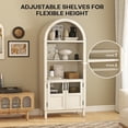 thumbnail image 3 of BOMETAO Arched Cabinet 70" Tall Arch Bookcase China Cabinet with Glass Doors and Open Adjustable Shelves, Storage Display Curio Cabinet for Kitchen, Living Room, White, 3 of 10