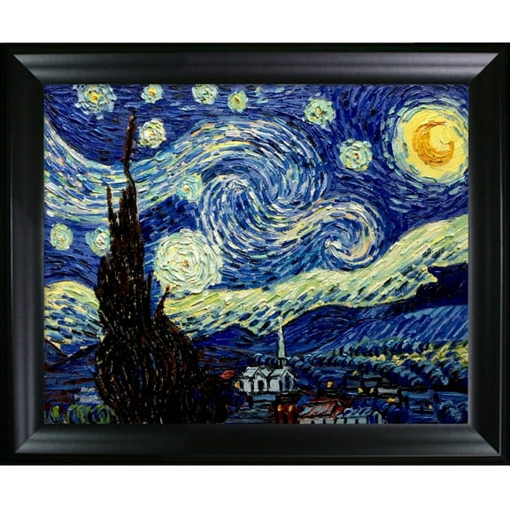 La Pastiche Vincent Van Gogh 'Starry Night' Hand-painted Framed Canvas Art