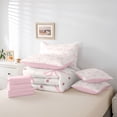 thumbnail image 6 of jejeloiu Kawaii Bowtie Ribbon 7-Piece Twin Bedding Sets,Cute Polka Dots Bedding Comforter Set,Pink White Sheet Sets For Girls Teens,Luxury Bedroom Decor Reversible, 6 of 8