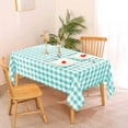 thumbnail image 3 of 60 x 102 Inch Checkered Tablecloth Rectangle - Waterproof, Wrinkle Resistant and Washable Gingham Table Cloth for Outdoor Picnic, Kitchen and Holiday Dinner, Aqua and White, 3 of 6