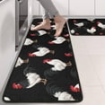 thumbnail image 2 of Rooster and Hen Black Pattern Anti Fatigue Kitchen Rugs Set Of 2, Non Slip Washable Decorative Floor Mats for Sink Laundry and Home Use, 17"x47", 2 of 5