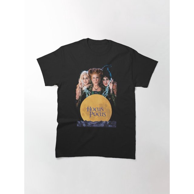 Halloween T-shirt - Retro Soft Breathable Movie Vintage Tee - Black Witch Sisters & Full Moon Graphic - Crew Neck T-Shirt for Halloween, Themed Partie, Perfect Gift for Fans of the Classic Film