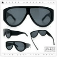thumbnail image 2 of Retro Bold Oversized Shield Racer Plastic Sunglasses All Black, 2 of 8