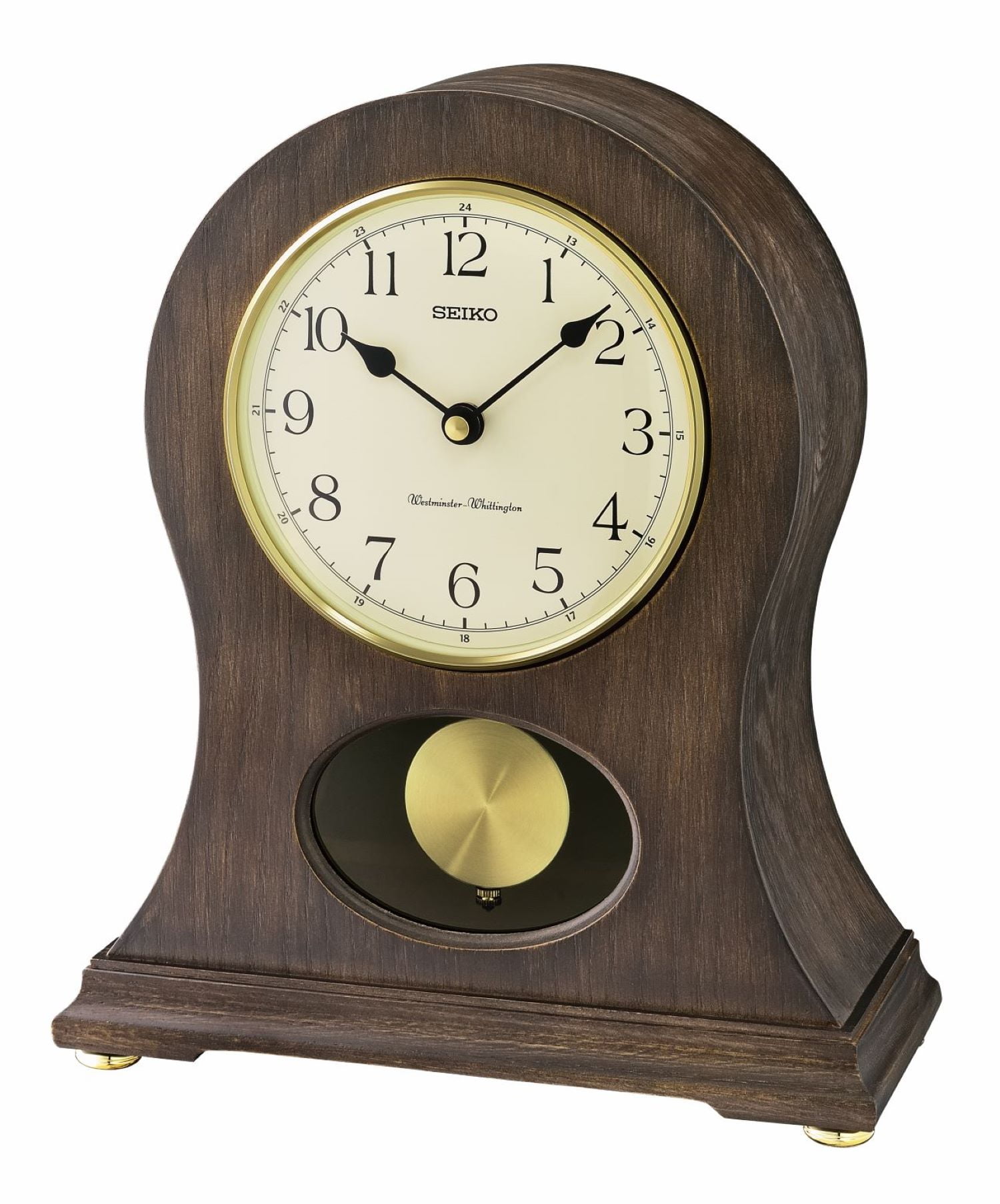Seiko Tai Brown Wooden Mantel Clock Battery Analog Quartz QXQ037BLH -  