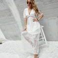 thumbnail image 2 of IDOPIP Women’s Casual Boho Floral Lace V-Neck Dress Embroidery Cocktail Maxi Dress Wedding Evening, 2 of 7