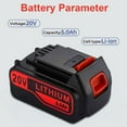 thumbnail image 2 of Persever 5.0Ah 20-Volt LB2X4020 Replacement for Black Decker 20V Lithium Battery LBXR20 LB20 LBX20 LBXR2020-OPE LBXR20B-2 LBX4020 LST220 Compatible With Cordless Power Tools (non-original), 2 of 5