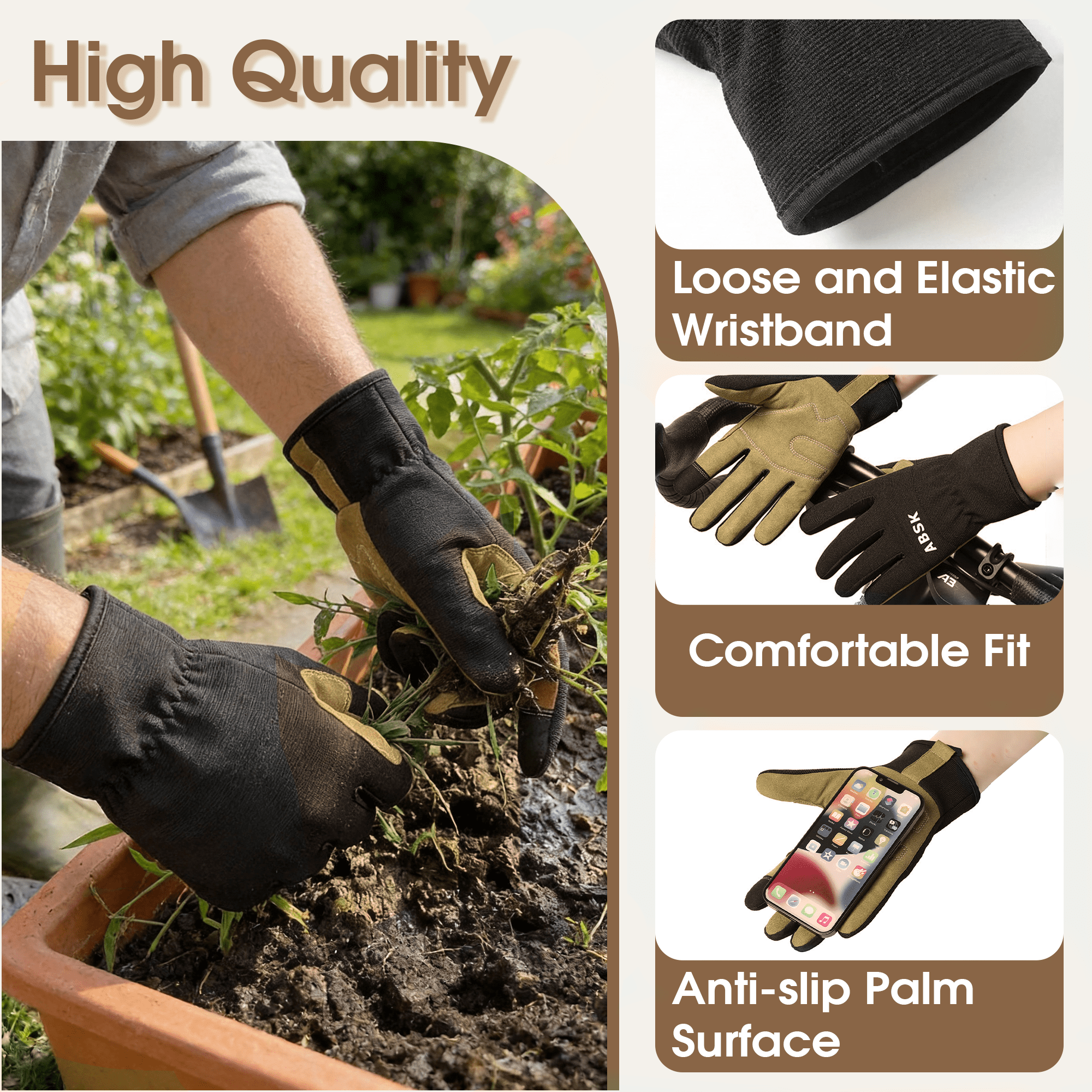 Utility Work Gloves, Heavy Duty Garden Gloves, Multipurpose Tough Utility Gloves for Yard Work, Construction, DIY Projects