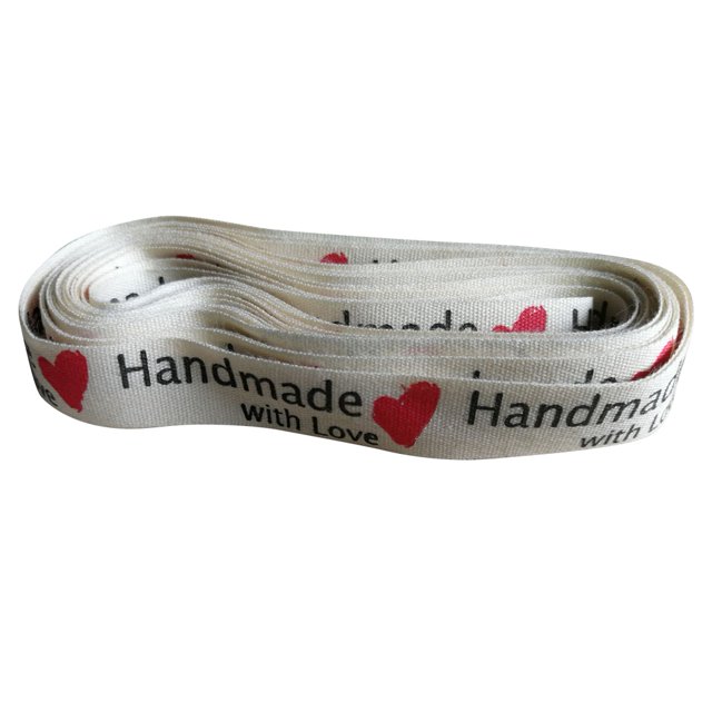 Cinta de notas impresa, accesorios para el cabello hechos a mano, material para lazo (corazón de melocotón rojo hecho a mano)
