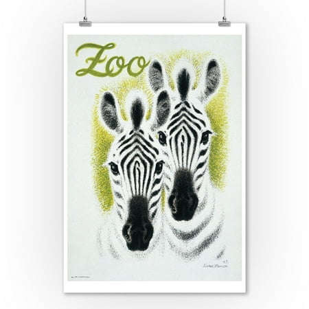 1949 Vintage Print Zoo Vintage Poster (artist: Sikker Hansen) Denmark c. 1949 (9x12 Art Print, Wall Decor Travel Poster) ()